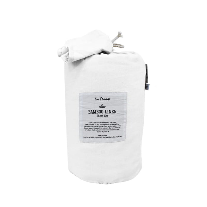 Bas Phillips Bamboo Linen Sheet Set - White Bas Phillips