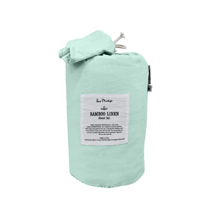 Bas Phillips Bamboo Linen Sheet Set - Atlantic Mint Bas Phillips