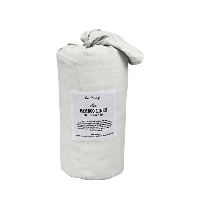 Bas Phillips Bamboo Linen Quilt Cover Set - Silver Oasis Bas Phillips