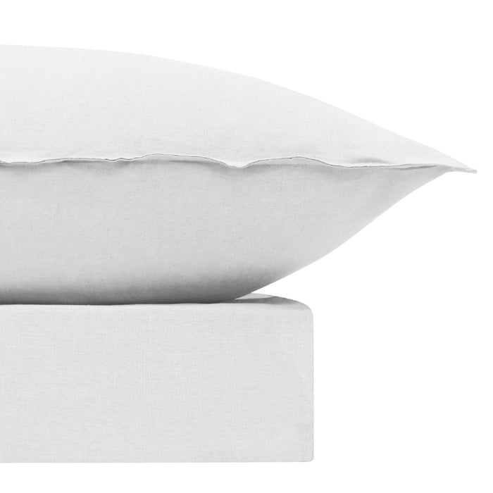 Bas Phillips Belgian Linen QUEEN Quilt Cover Set - WHITE Bas Phillips