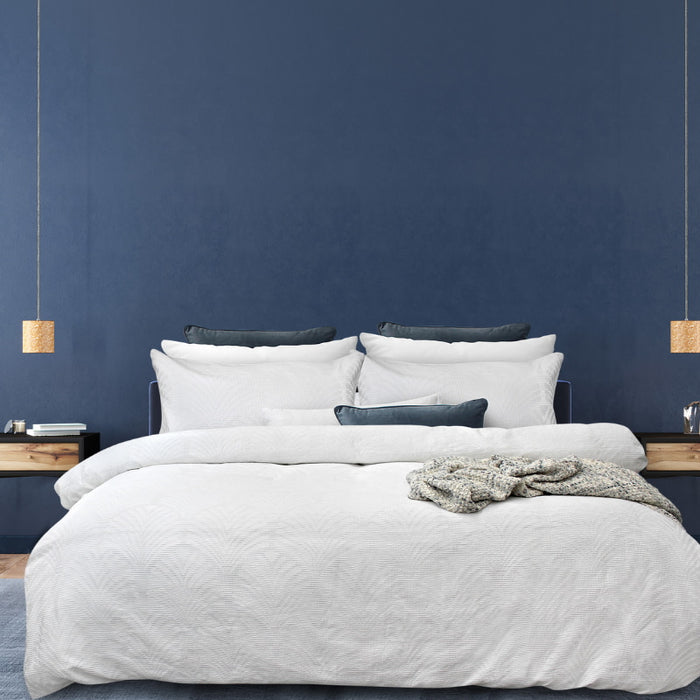 Bas Phillips Gatsby Cotton Jacquard Quilt Cover Set - WHITE Bas Phillips