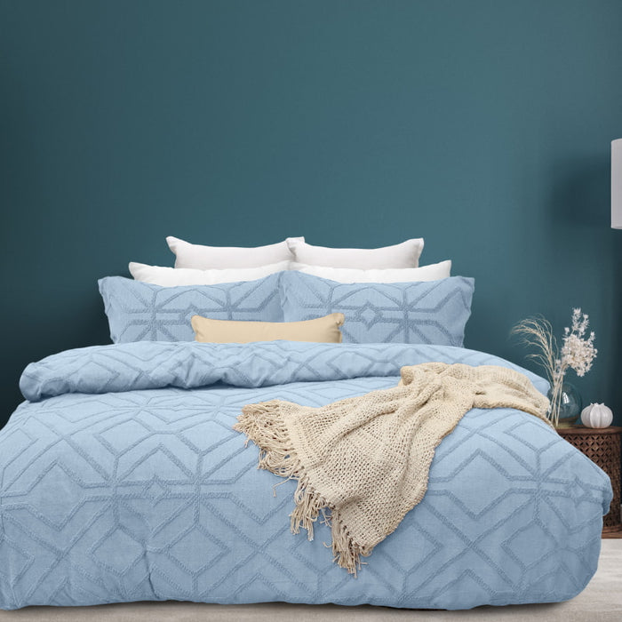 Bas Phillips Kalinda Tufted Quilt Cover Set - COASTAL BLUE Bas Phillips