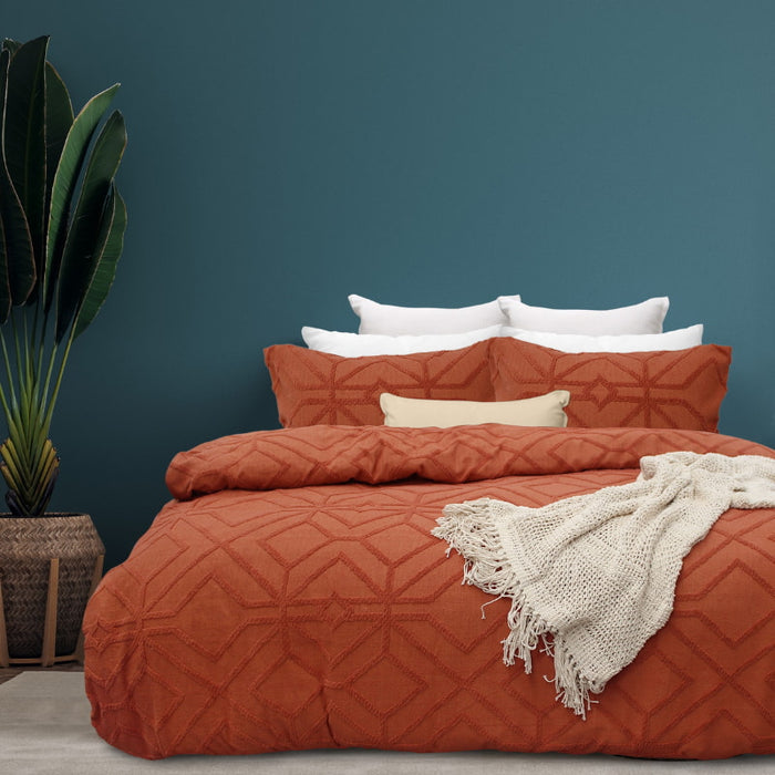 Bas Phillips Kalinda Tufted Quilt Cover Set - CORAL HAZE Bas Phillips