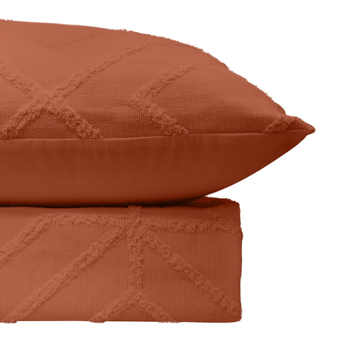 Bas Phillips Kalinda Tufted Quilt Cover Set - CORAL HAZE Bas Phillips