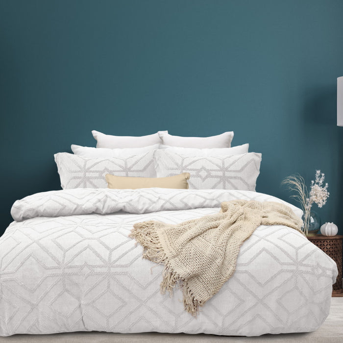 Bas Phillips Kalinda Tufted Quilt Cover Set - WHITE Bas Phillips