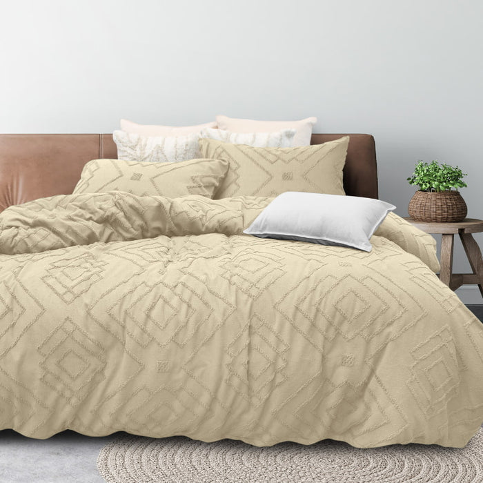 Bas Phillips Marrakesh Tufted Quilt Cover Set - OATMEAL Bas Phillips