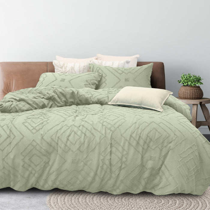 Bas Phillips Marrakesh Tufted Quilt Cover Set - SAGE MIST Bas Phillips