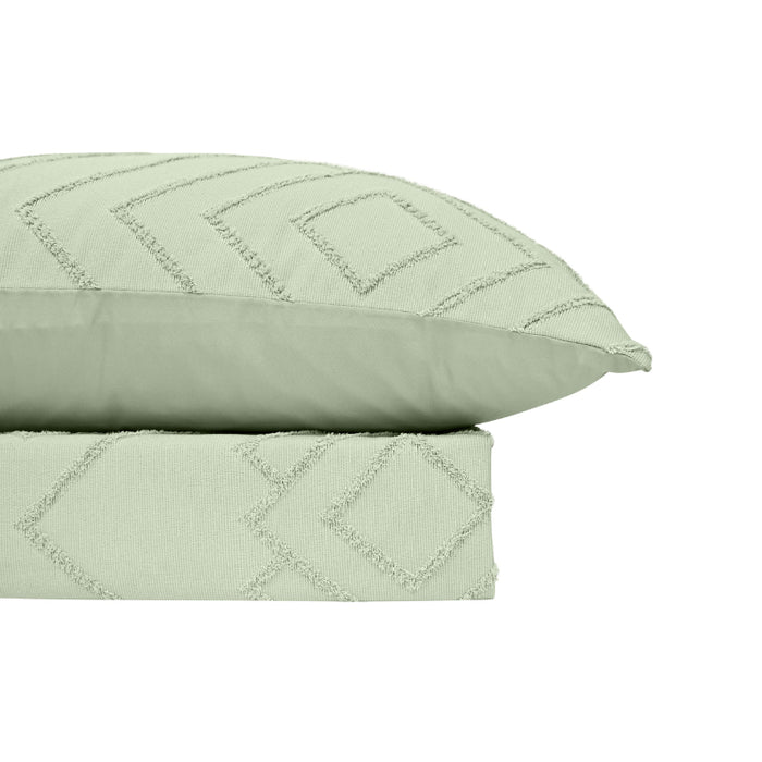 Bas Phillips Marrakesh Tufted Quilt Cover Set - SAGE MIST Bas Phillips
