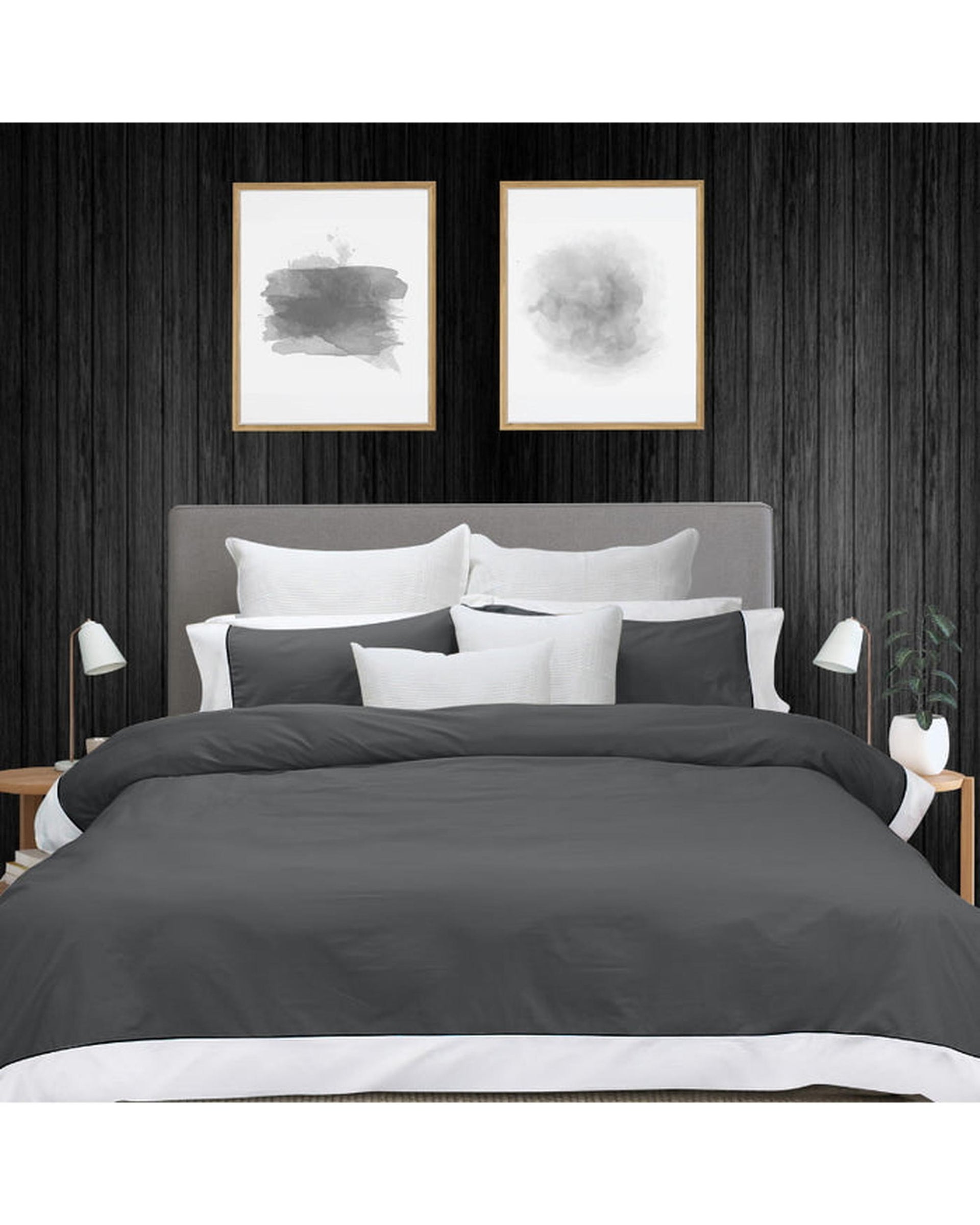 Bas Phillips New York Quilt Cover Set - Charcoal/White Bas Phillips