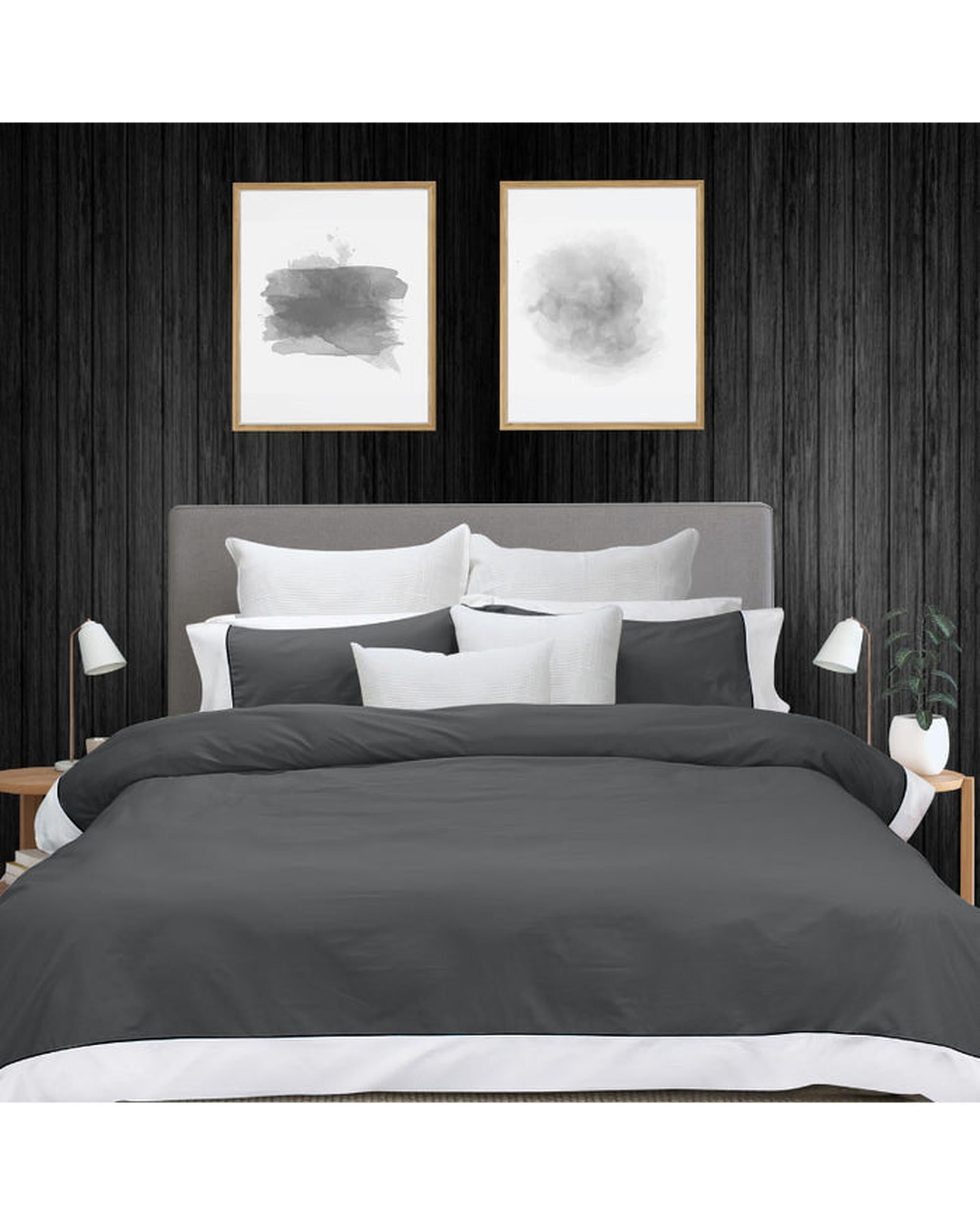 Bas Phillips New York Quilt Cover Set - Charcoal/White Bas Phillips