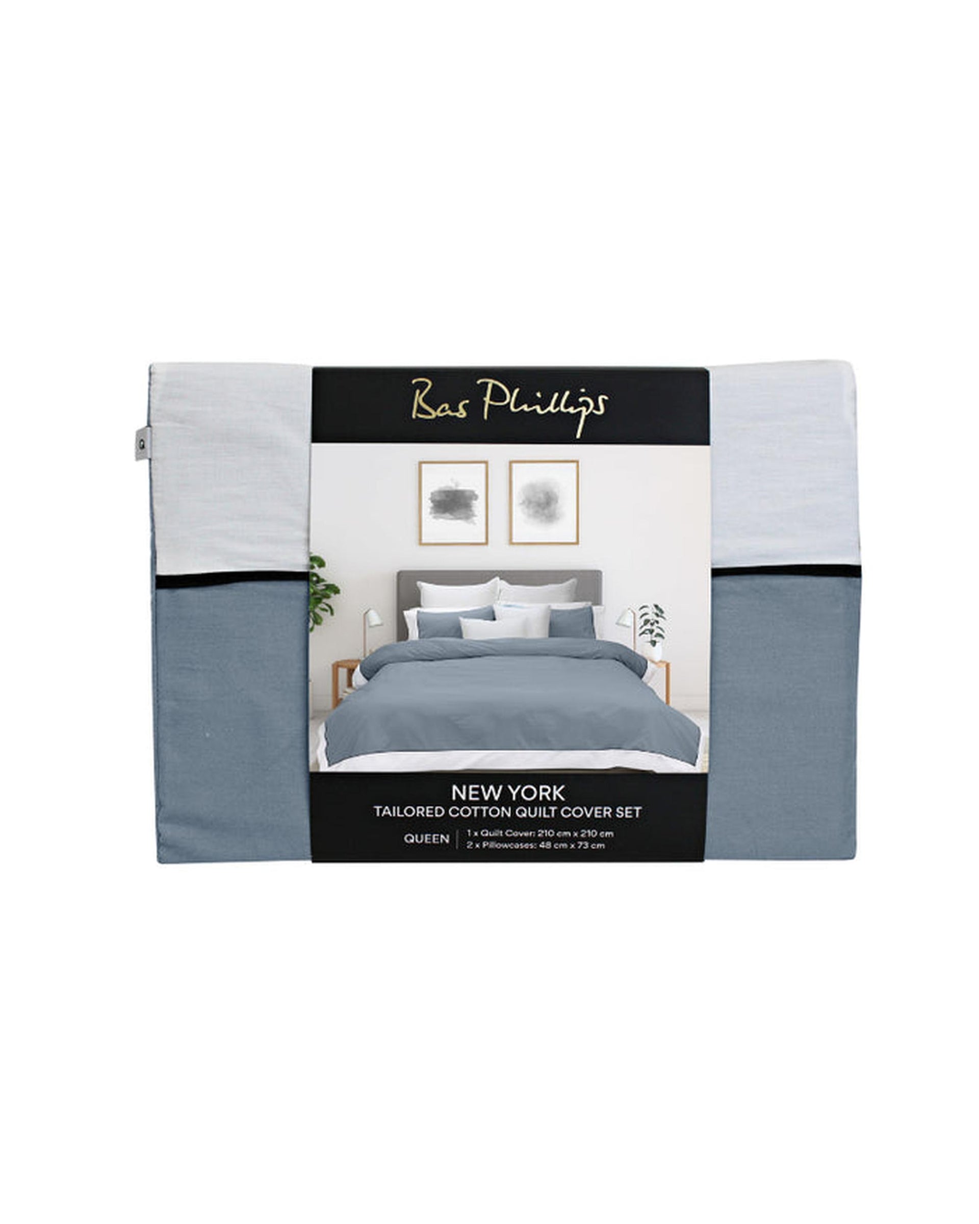 Bas Phillips New York Quilt Cover Set - Mercury/White Bas Phillips