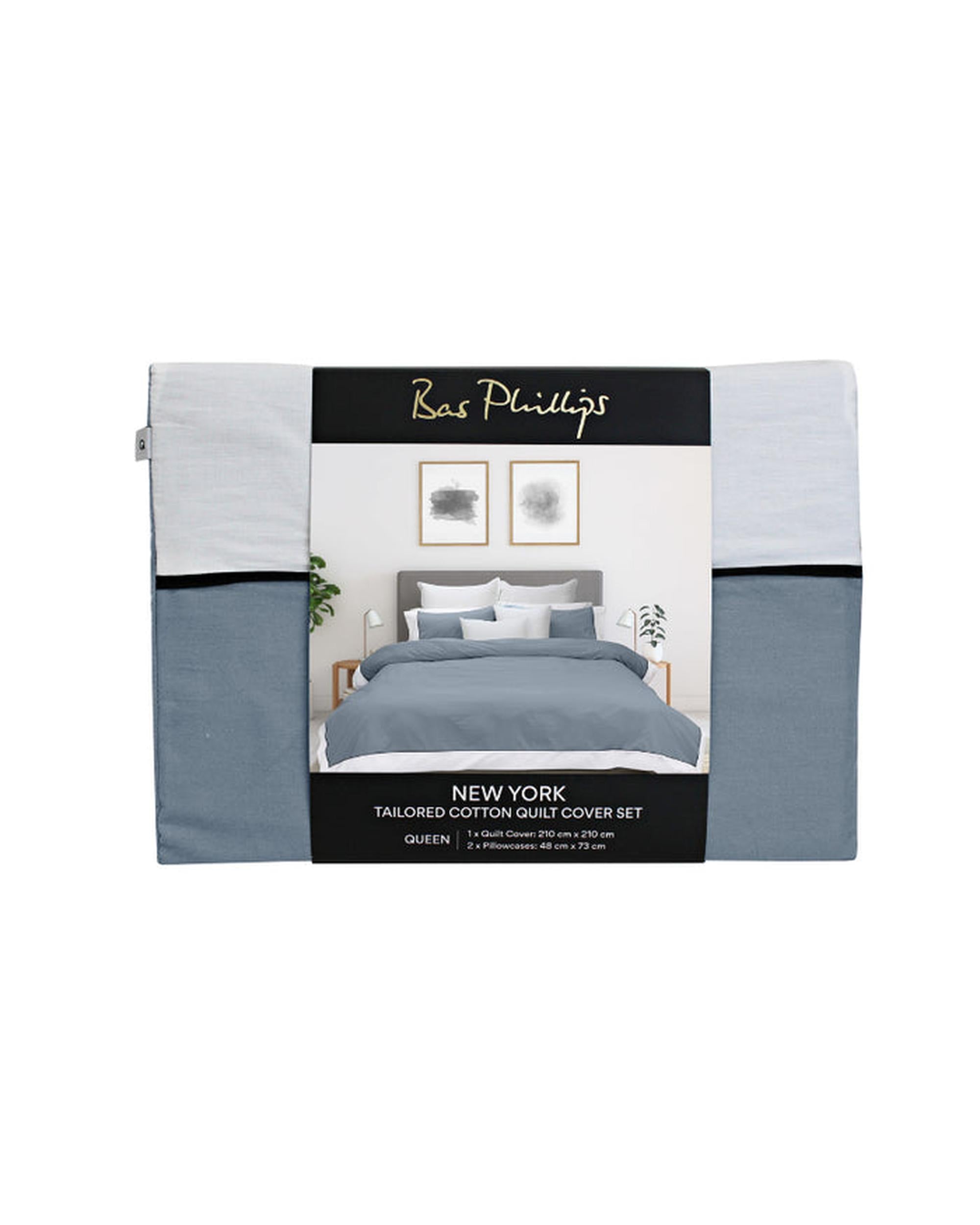 Bas Phillips New York Quilt Cover Set - Mercury/White Bas Phillips
