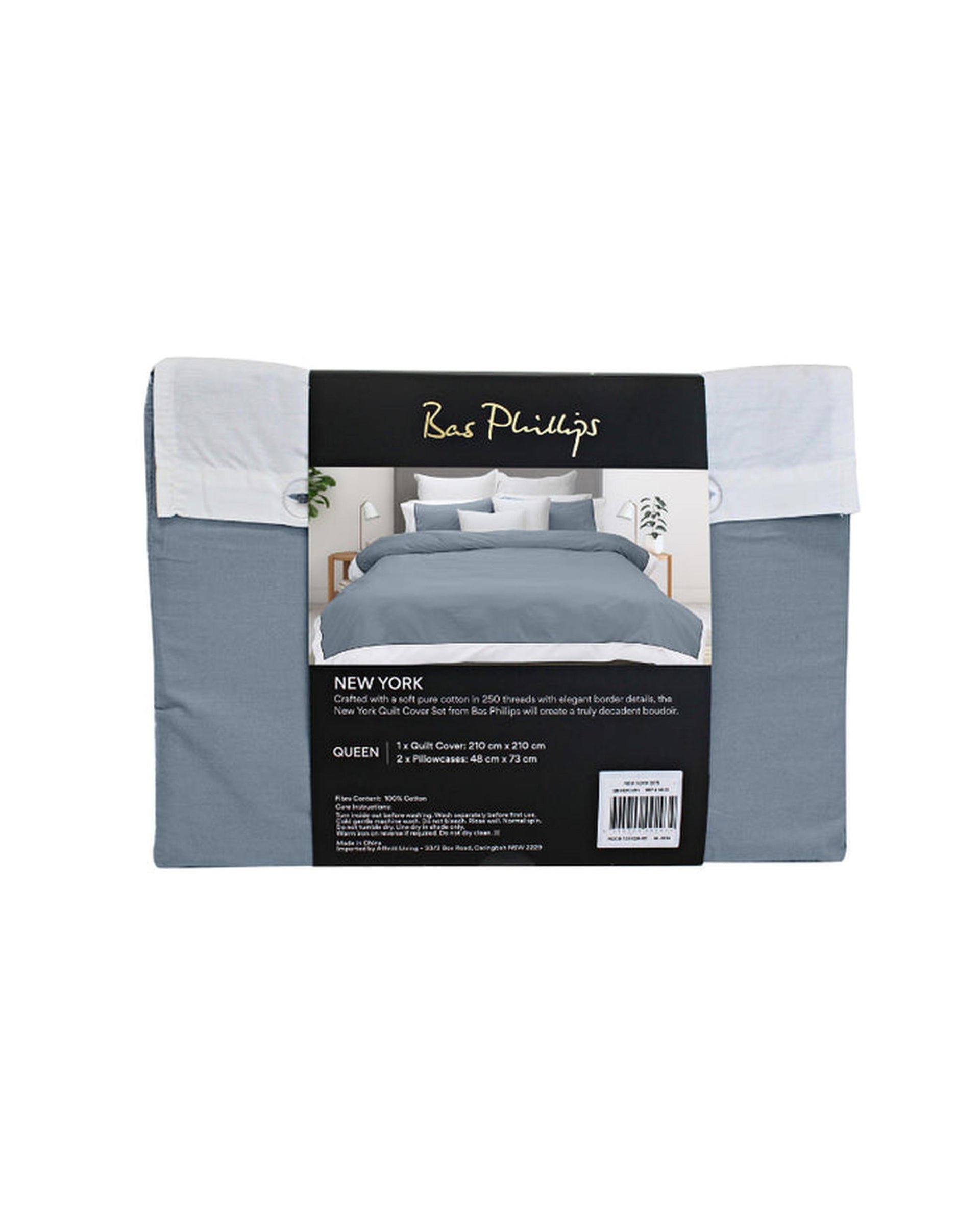 Bas Phillips New York Quilt Cover Set - Mercury/White Bas Phillips