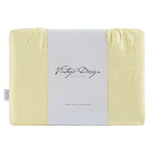 Vintage Design Butter French Linen Quilt Cover Set Vintage Design