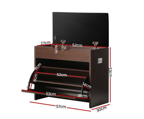 Shoe Cabinet Bench Shoes Organiser Storage Rack Wooden Cupboard 15 Pairs Artiss