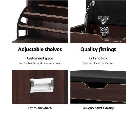 Shoe Cabinet Bench Shoes Organiser Storage Rack Wooden Cupboard 15 Pairs Artiss