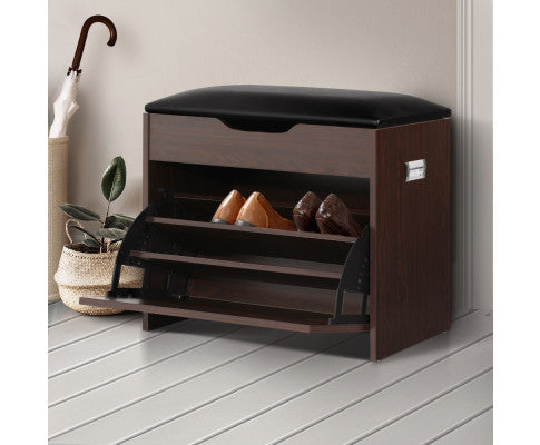 Shoe Cabinet Bench Shoes Organiser Storage Rack Wooden Cupboard 15 Pairs Artiss