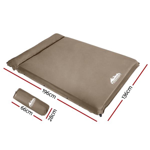 Weisshorn Self Inflating Mattress 10Cm Camping Sleeping Mat Air Double Coffee