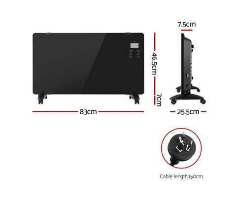 Electric Convection Heater Black 2000W Devanti