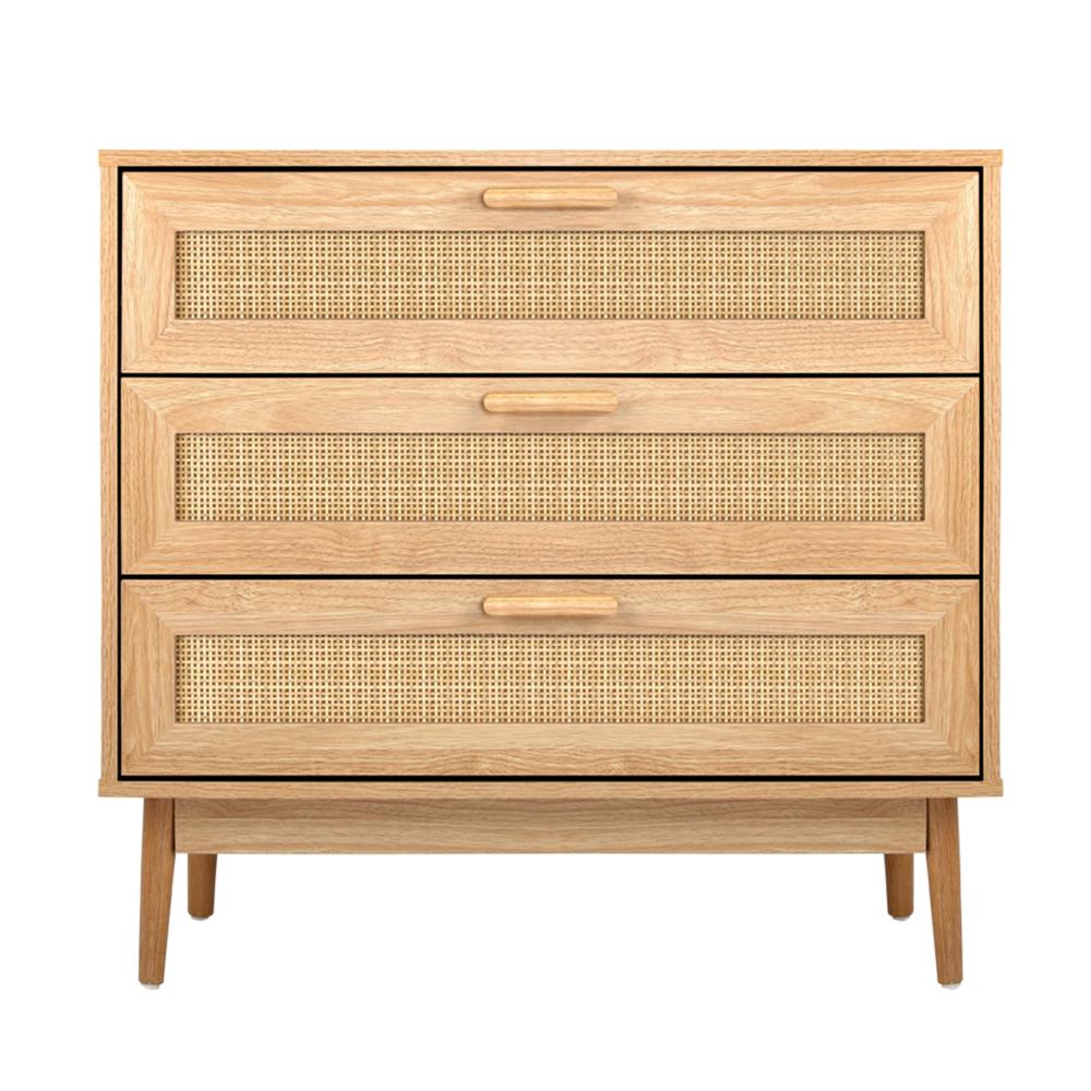 DAVIN 3 Chest of Drawers Tallboy Cabinet Clothes Storage Rattan Furniture Oikiture