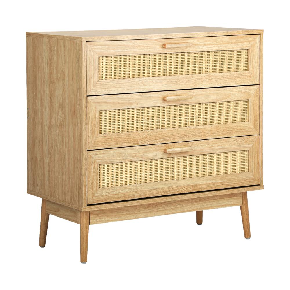 DAVIN 3 Chest of Drawers Tallboy Cabinet Clothes Storage Rattan Furniture Oikiture