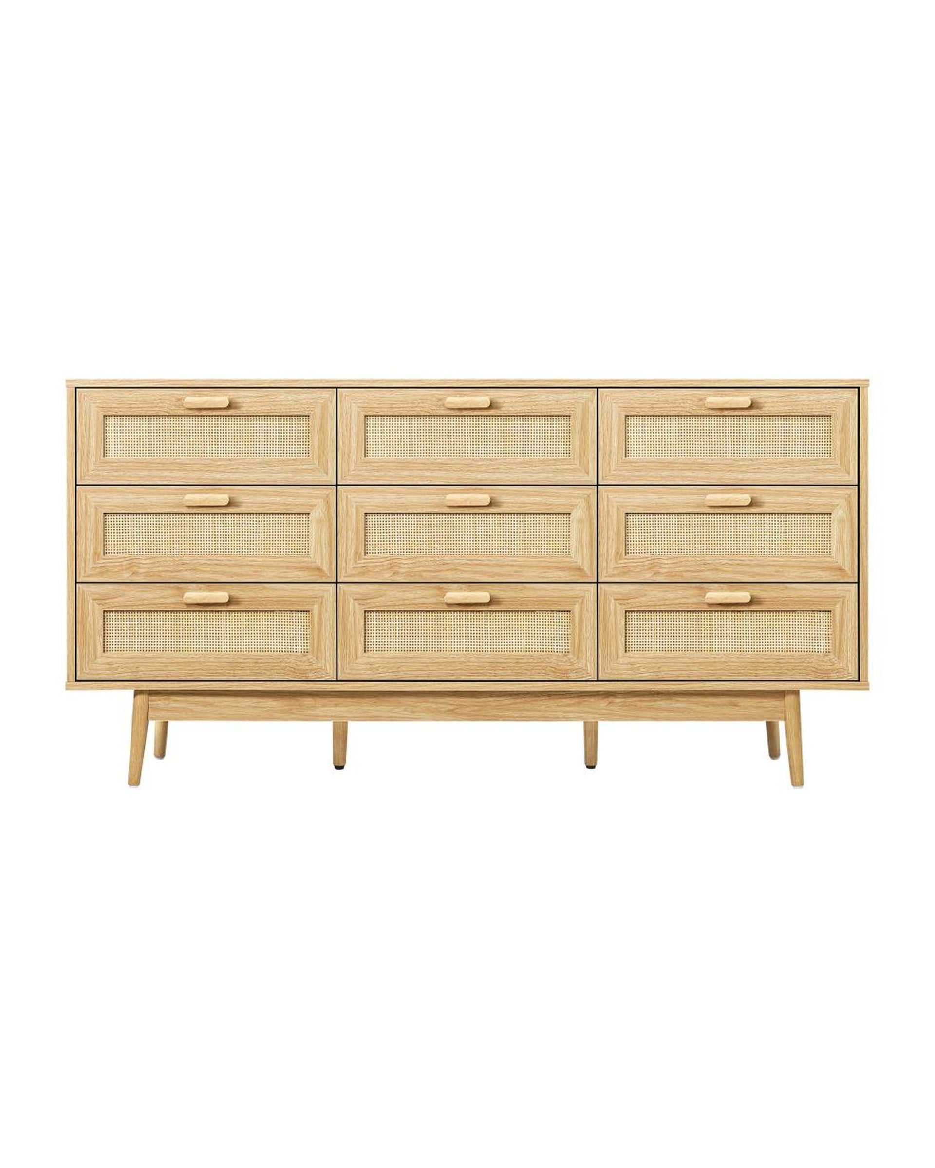 ELLE 9 Chest of Drawers Dresser Rattan Storage Cabinet Lowboy Bedroom Wooden Oikiture