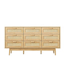 ELLE 9 Chest of Drawers Dresser Rattan Storage Cabinet Lowboy Bedroom Wooden Oikiture