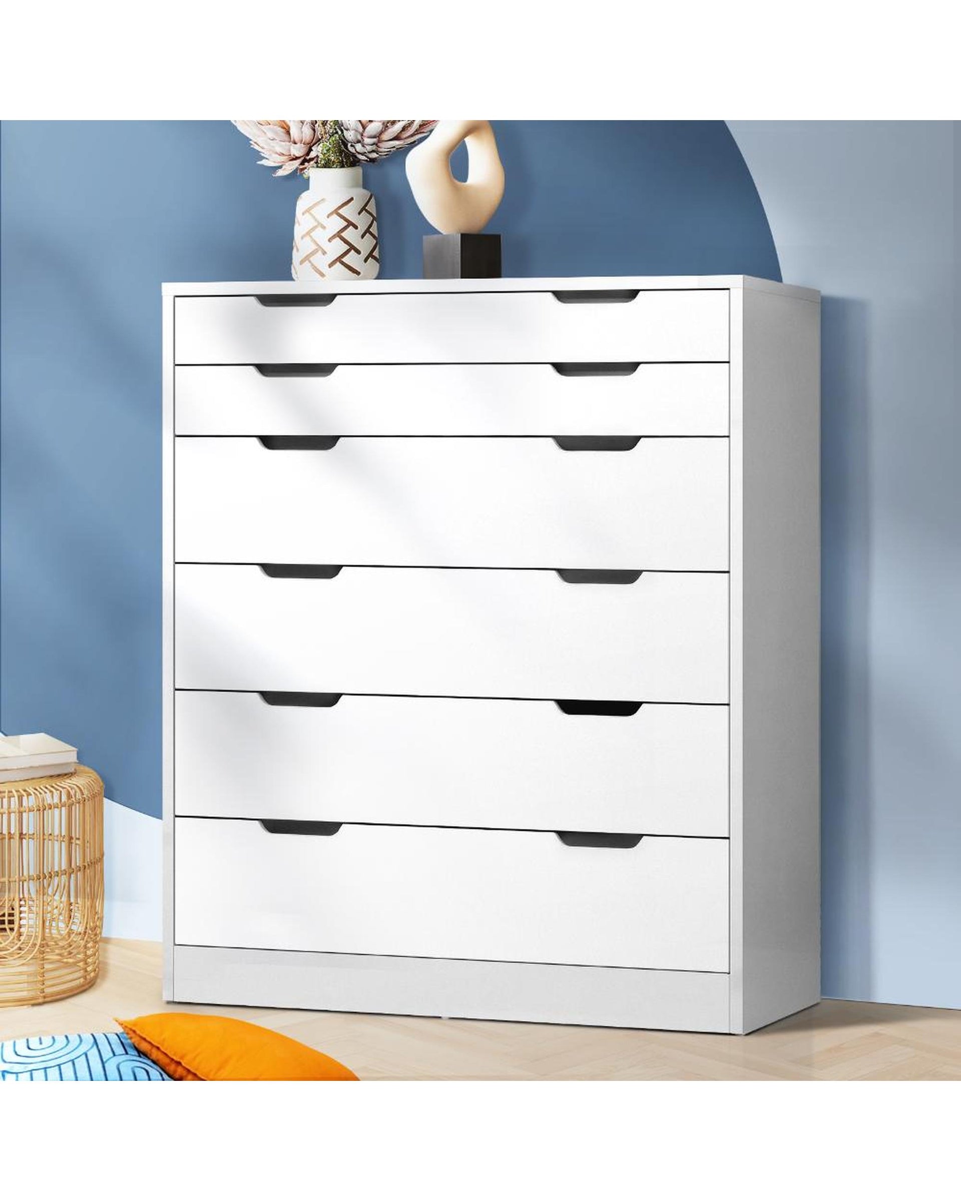 CELESTE 6 Chest of Drawers Tallboy Cabinet Bedroom Clothes White Furniture Oikiture