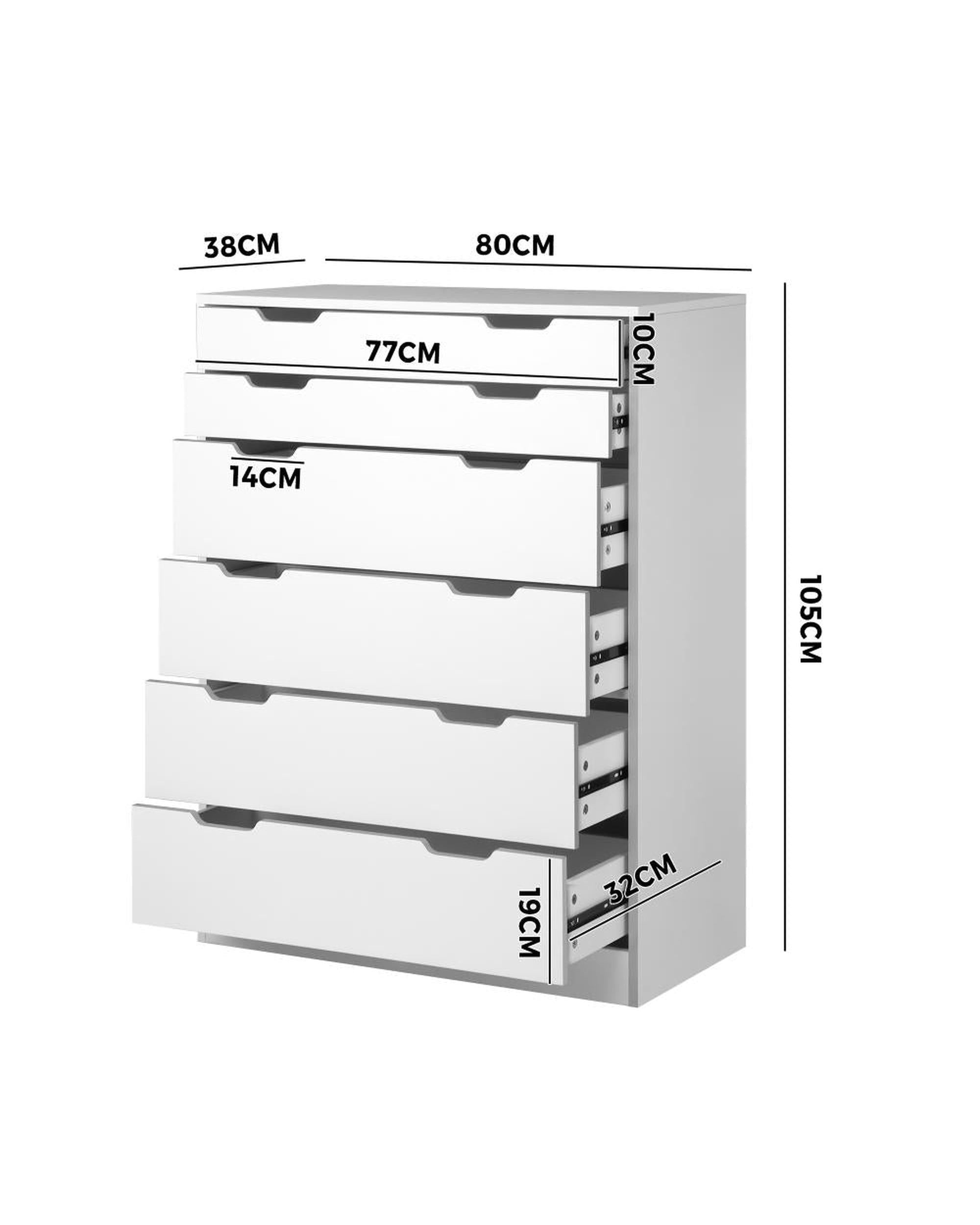 CELESTE 6 Chest of Drawers Tallboy Cabinet Bedroom Clothes White Furniture Oikiture