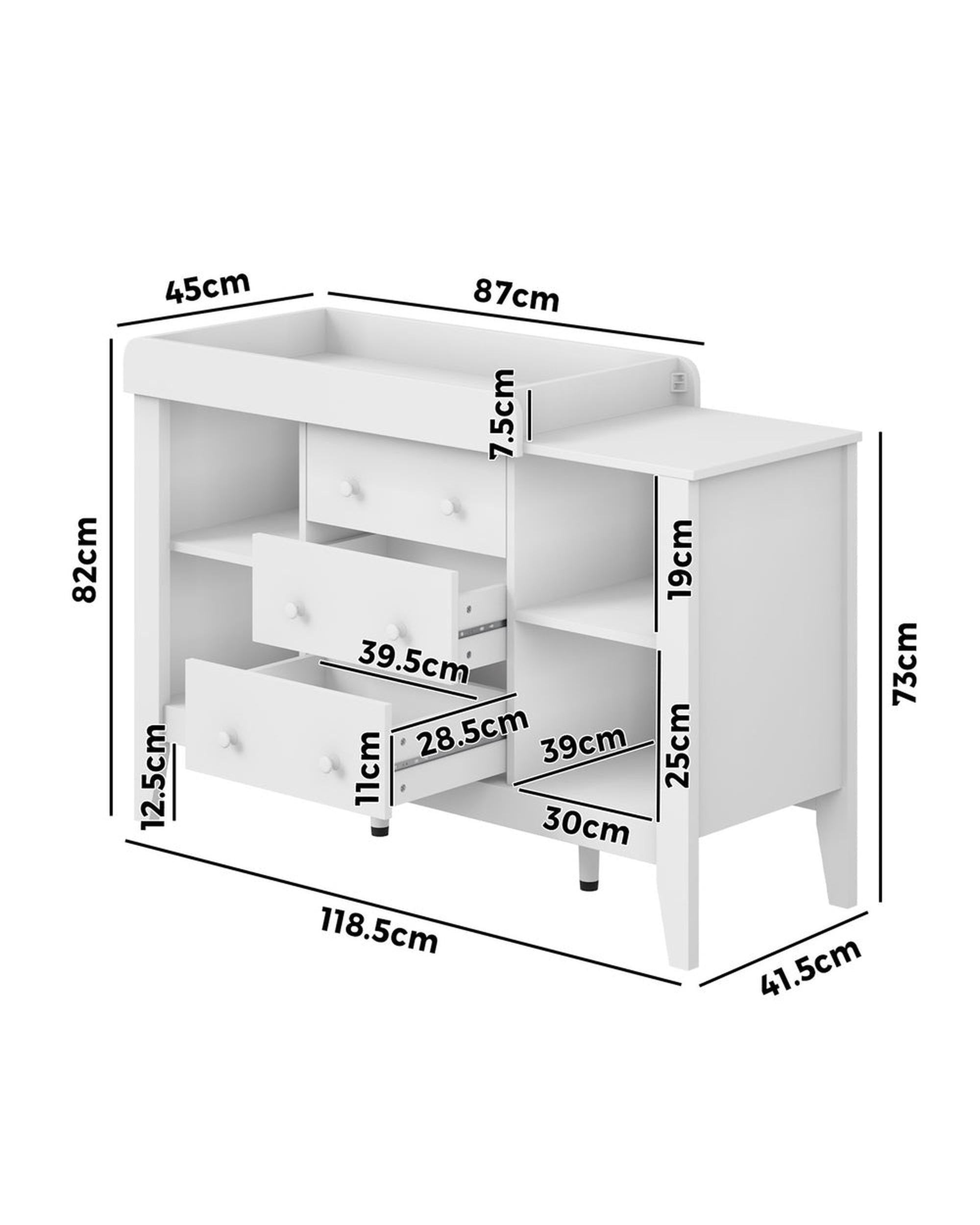 Baby Changing Table Chest of Drawers Cabinet Nursery Furniture
