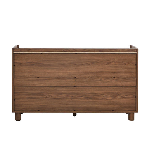 Oikiture 6 Drawer Chest of Drawers Storage Cabinet Handle-Free Walnut
