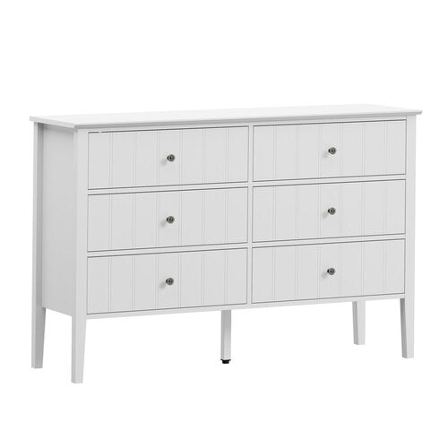 Oikiture 6 Drawer Chest of Drawers Storage Cabinet Farmhouse White
