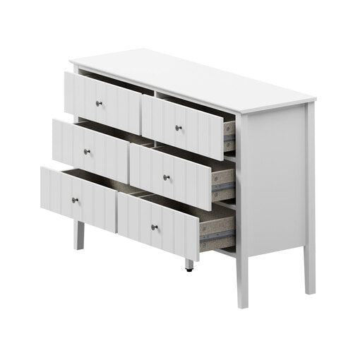 Oikiture 6 Drawer Chest of Drawers Storage Cabinet Farmhouse White