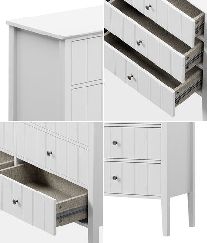 Oikiture 6 Drawer Chest of Drawers Storage Cabinet Farmhouse White
