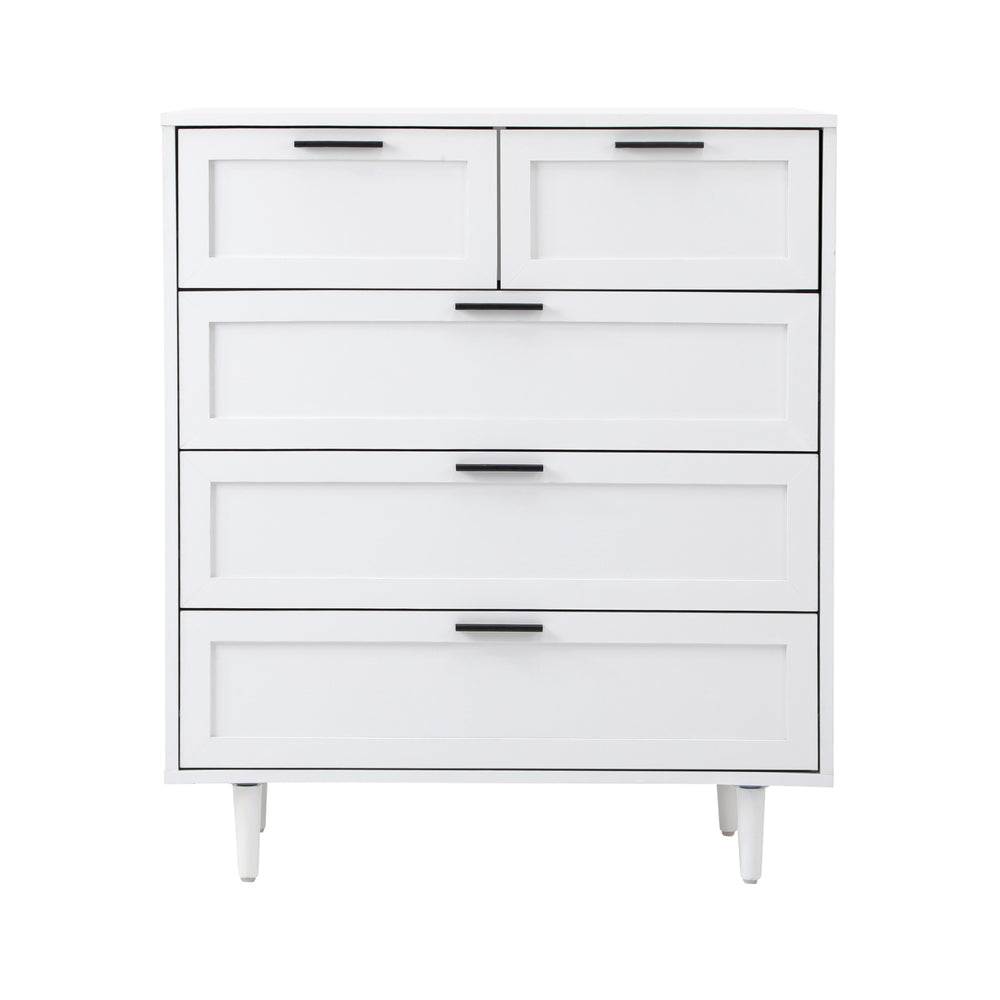 Bedroom Set 5 Chest of Drawers and 2 Bedside Tables White