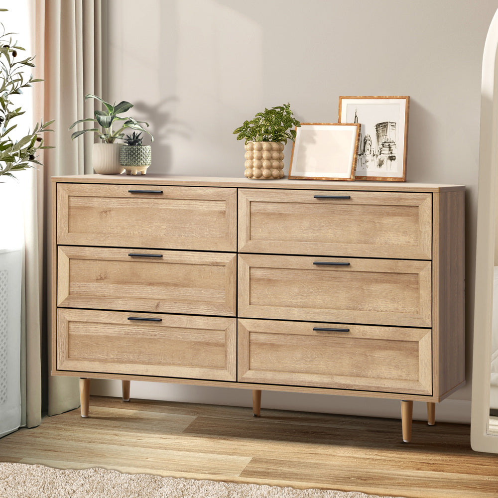 NÁTTÚRULEGT 6 Chest of Drawers Dresser Tallboy Natural Oikiture