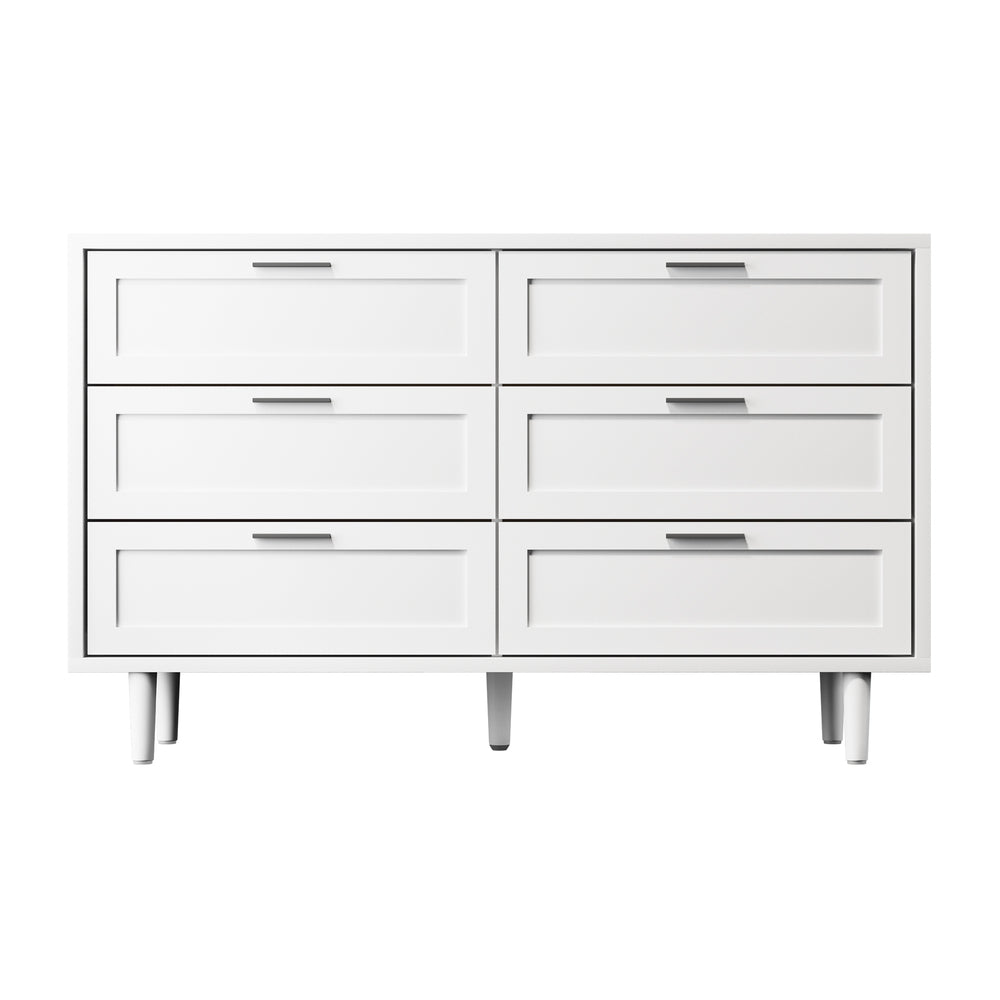 6 Chest of Drawers and 2 Bedside Tables Bedroom Set White