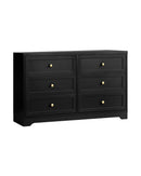 DAIN Chest of Drawers with 6 Drawers Dresser Tallboy Storage Cabinet Black Oikiture