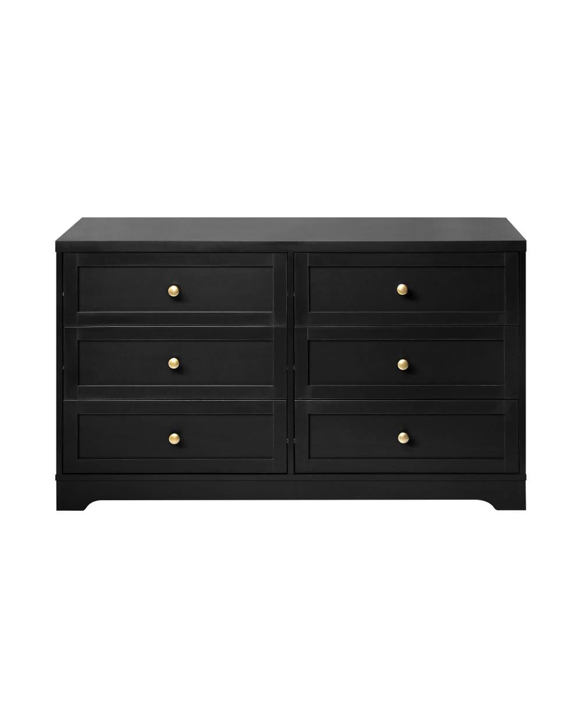 DAIN Chest of Drawers with 6 Drawers Dresser Tallboy Storage Cabinet Black Oikiture