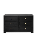 DAIN Chest of Drawers with 6 Drawers Dresser Tallboy Storage Cabinet Black Oikiture