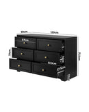 DAIN Chest of Drawers with 6 Drawers Dresser Tallboy Storage Cabinet Black Oikiture