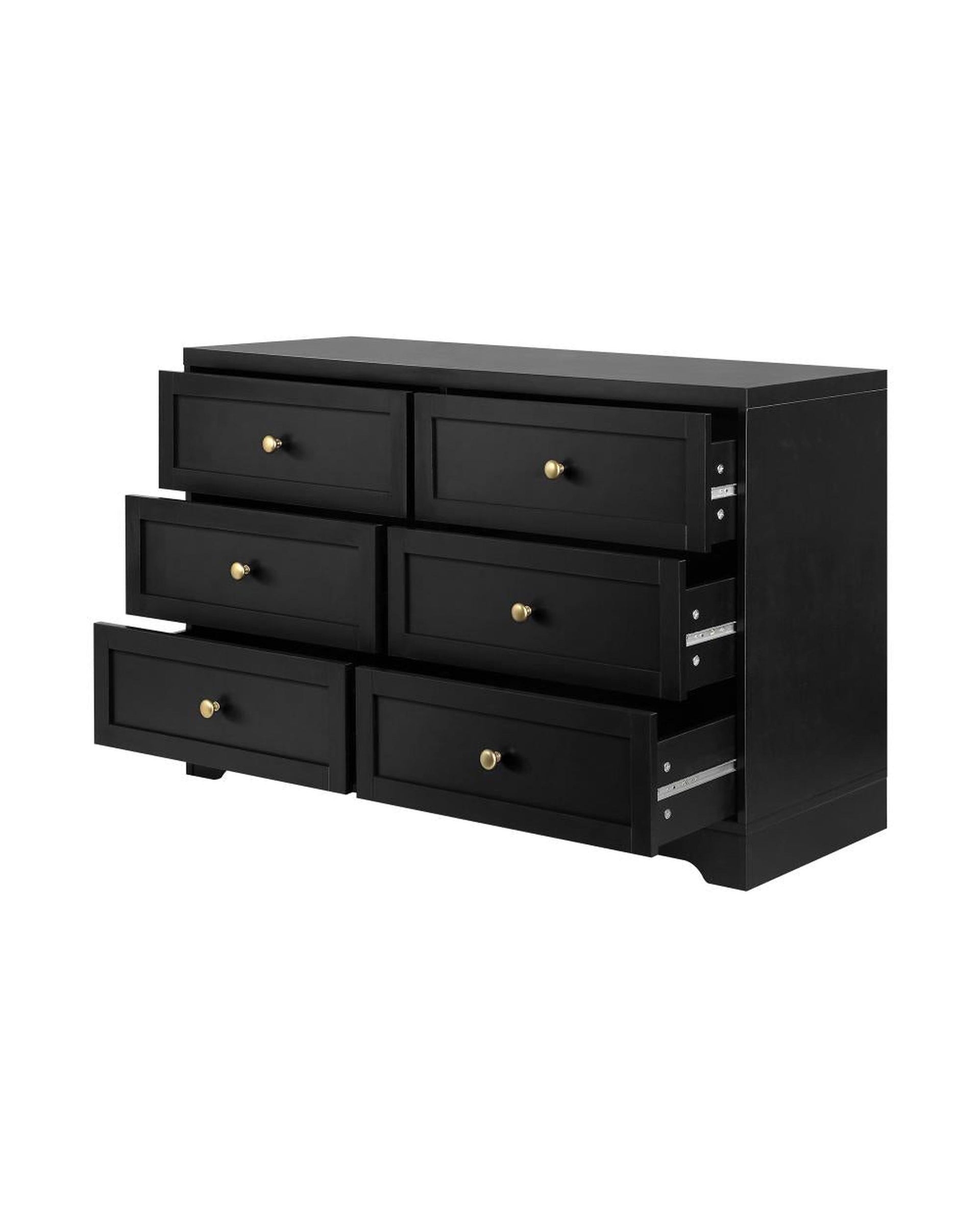 DAIN Chest of Drawers with 6 Drawers Dresser Tallboy Storage Cabinet Black Oikiture