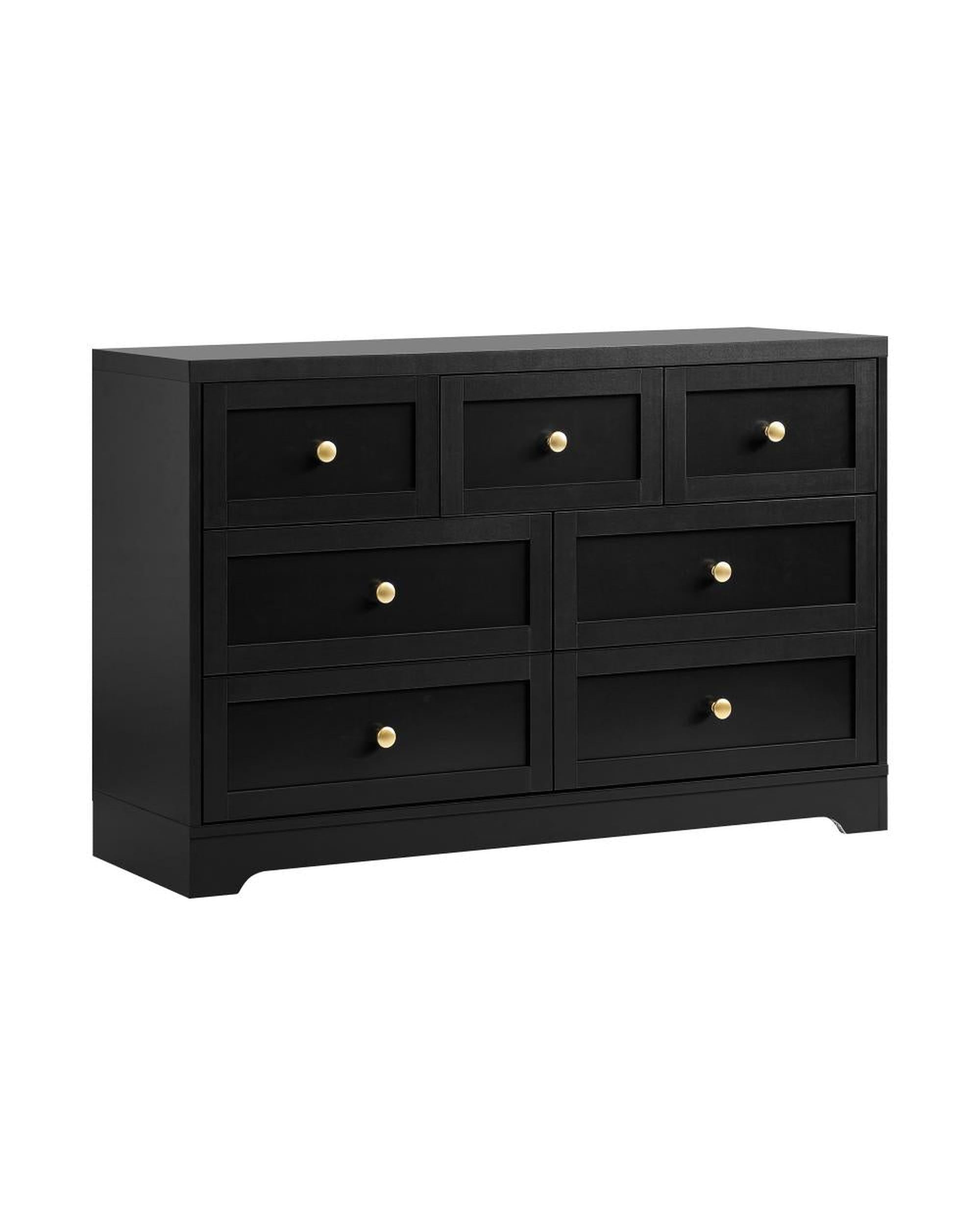 DAIN Chest of Drawers with 7 Drawers Dresser Tallboy Storage Cabinet Black Oikiture