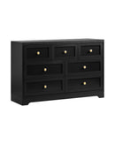 DAIN Chest of Drawers with 7 Drawers Dresser Tallboy Storage Cabinet Black Oikiture