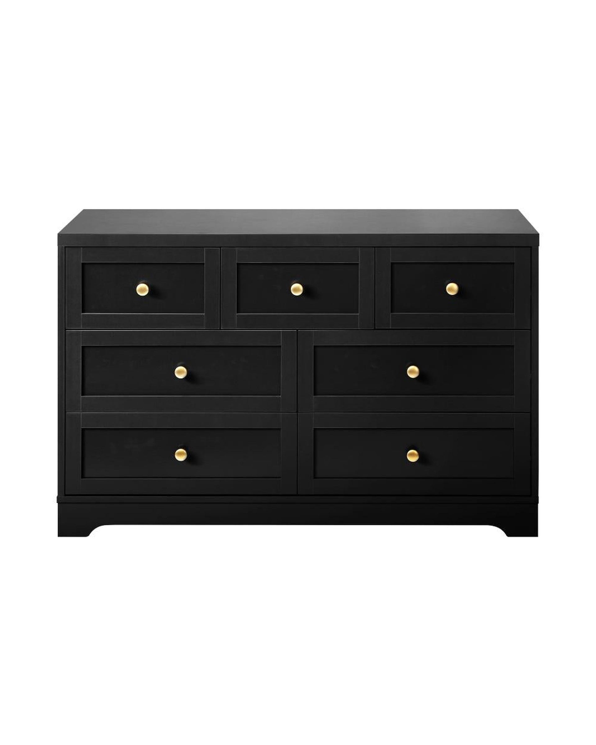 DAIN Chest of Drawers with 7 Drawers Dresser Tallboy Storage Cabinet Black Oikiture