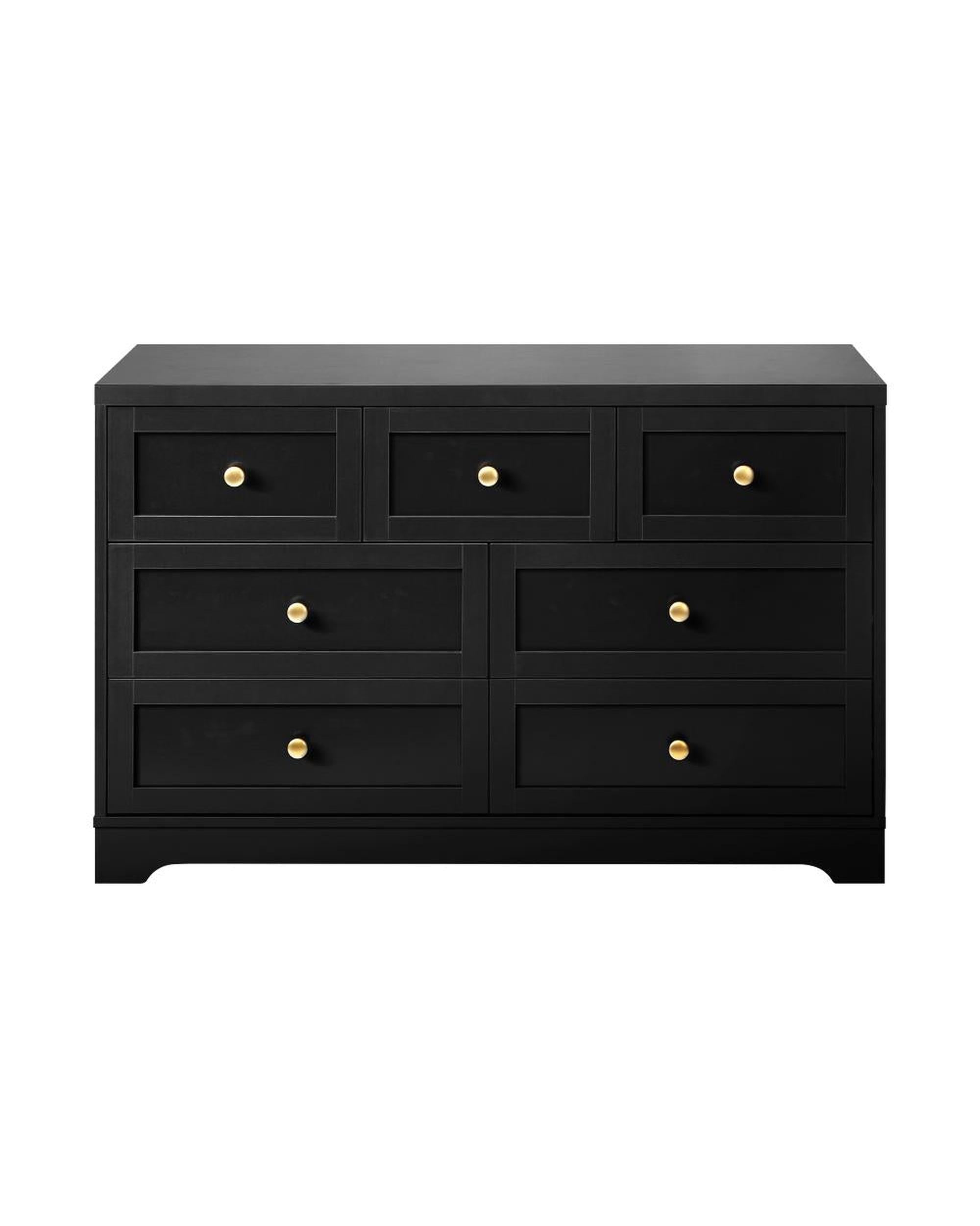 DAIN Chest of Drawers with 7 Drawers Dresser Tallboy Storage Cabinet Black Oikiture