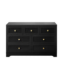 DAIN Chest of Drawers with 7 Drawers Dresser Tallboy Storage Cabinet Black Oikiture
