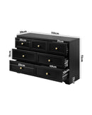 DAIN Chest of Drawers with 7 Drawers Dresser Tallboy Storage Cabinet Black Oikiture