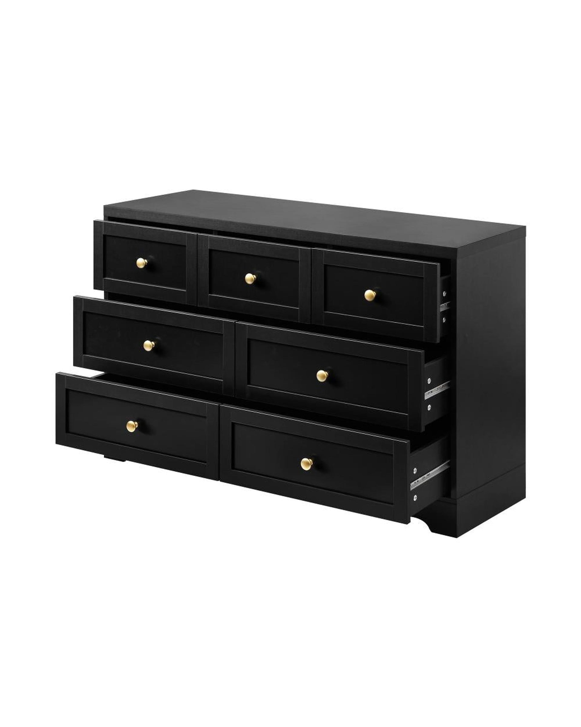 DAIN Chest of Drawers with 7 Drawers Dresser Tallboy Storage Cabinet Black Oikiture