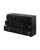 DAIN Chest of Drawers with 7 Drawers Dresser Tallboy Storage Cabinet Black Oikiture